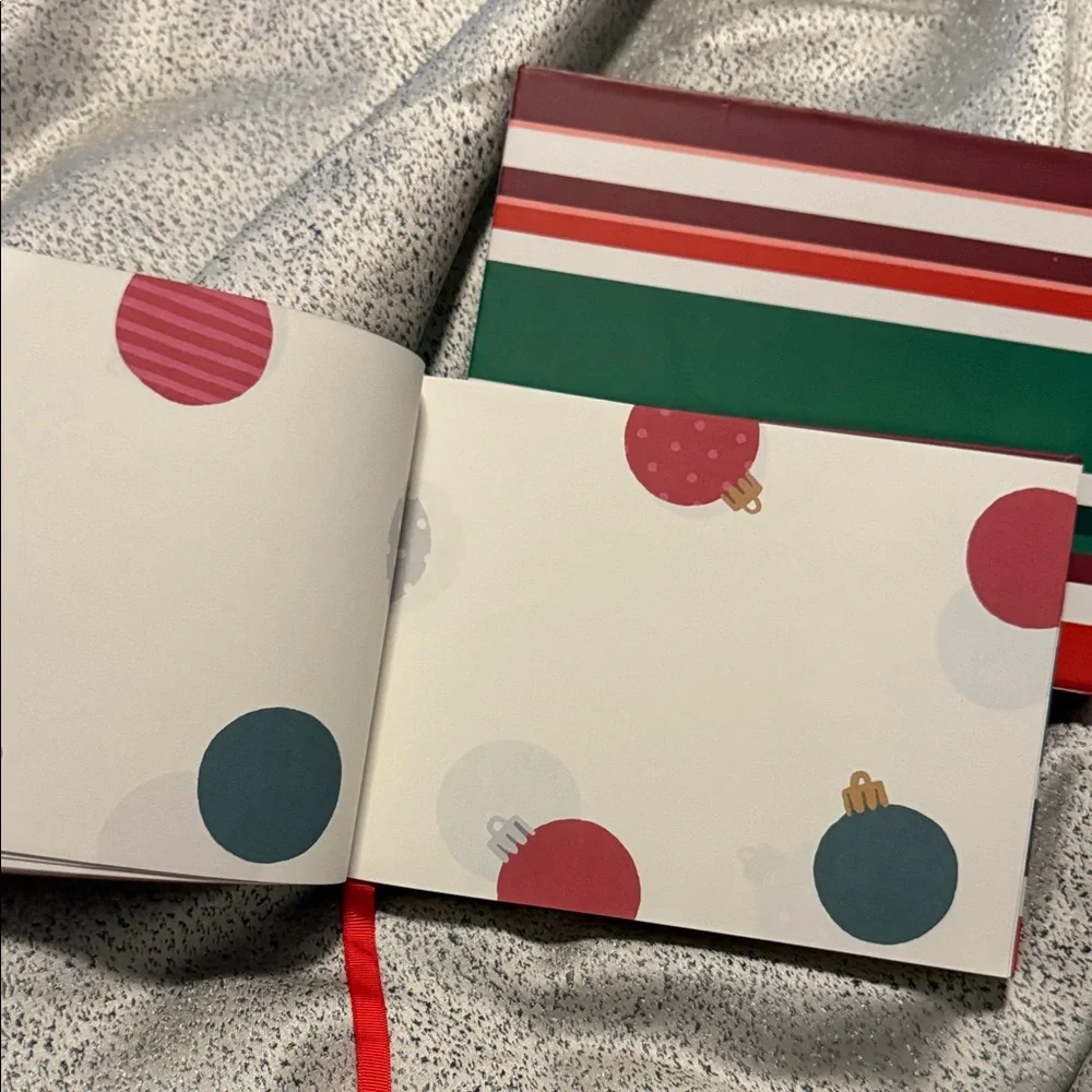 Kate Spade Jolly Stripe Memory Book with Red and Green with slide in case Gold